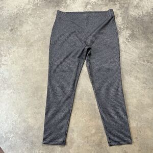 Loft Pants Womens XL Black Gray Houndstooth Pull On Straight Leg Office‎ Knit